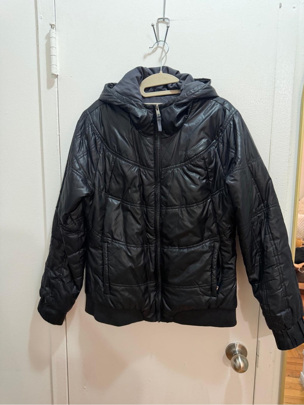 Reebok Black Quilted Hooded Puffer Jacket